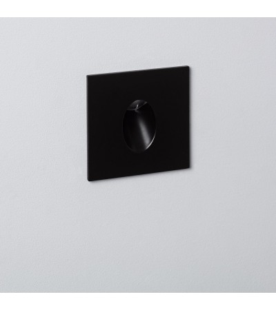 Balise LED 1W Encastrable au Mur Carrée Noire Adam