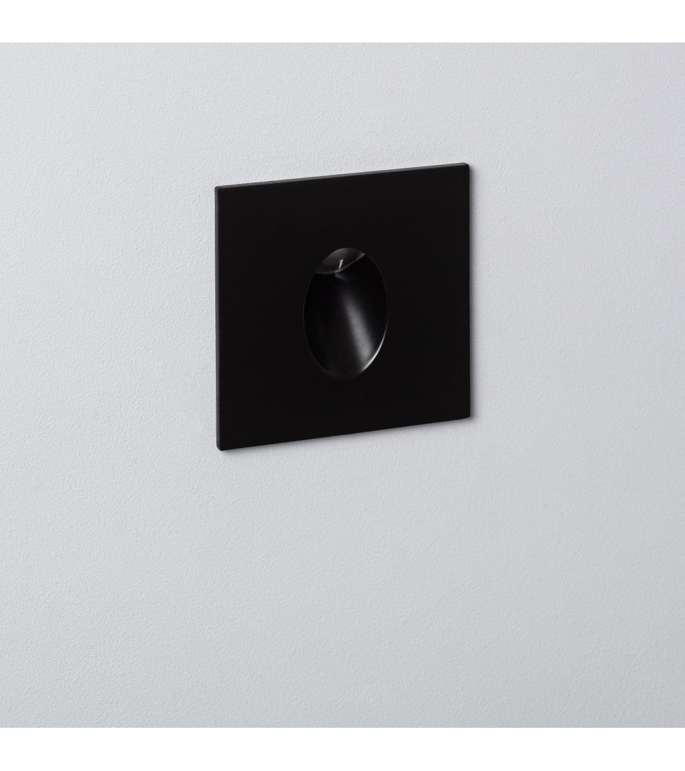 Balise LED 1W Encastrable au Mur Carrée Noire Adam - 86035 - vue 1