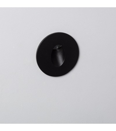 Balise LED 1W Encastrable au Mur Ronde Adam Noire