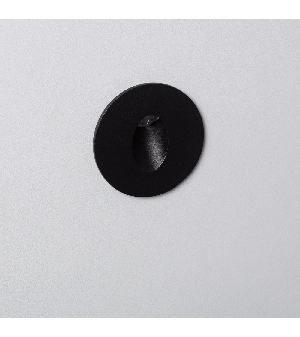 Balise LED 1W Encastrable au Mur Ronde Adam Noire - 86023 - vue 1