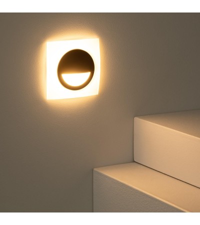 Balise Murale LED 3W Encastrable Aluminium Carrée Noire Occulare - 87700 - vue 4