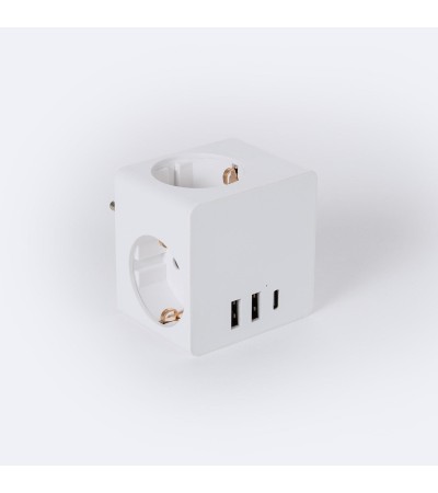 Adaptateur de prise Triple Type F Schuko 2 USB + 1 USB-C