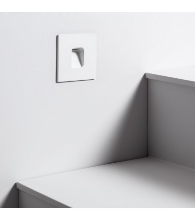 Balise Murale Extérieure LED 2W Encastrable Aluminium Carrée Blanche Olite