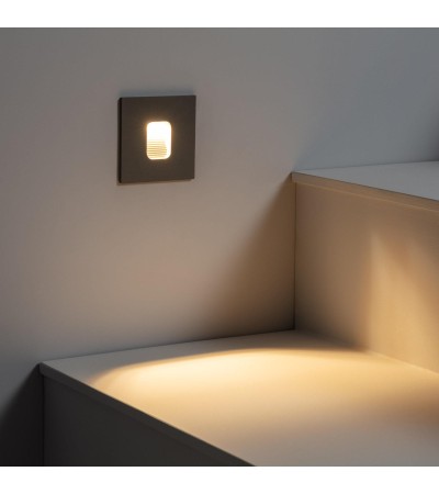 Balise LED Extérieure 2W Encastrable au Mur Carrée Grasset Grise - 87274 - vue 2