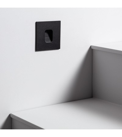 Balise LED Extérieure 2W Encastrable au Mur Carrée Grasset Noire