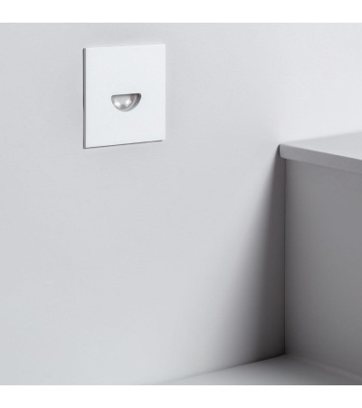 Balise Murale Extérieure LED 2W Encastrable Aluminium Carrée Blanche Guell
