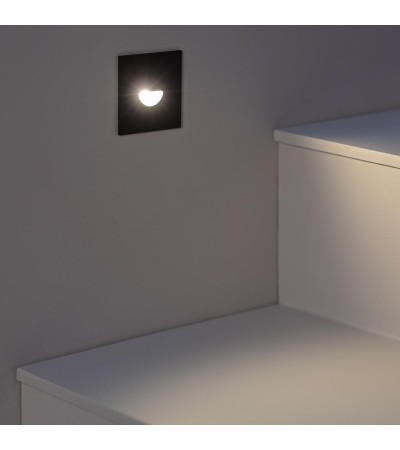 Balise Murale Extérieure LED 2W Encastrable Aluminium Carrée Noire Guell - 87232 - vue 4
