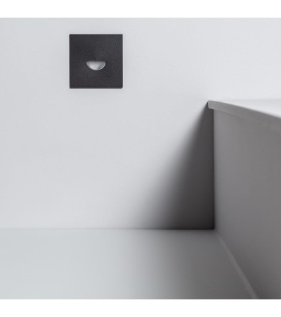 Balise Murale Extérieure LED 2W Encastrable Aluminium Carrée Noire Guell - 87232 - vue 6