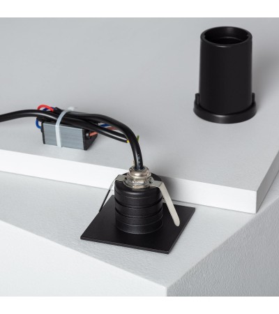 Balise Murale Extérieure LED 2W Encastrable Aluminium Carrée Noire Guell - 87232 - vue 7