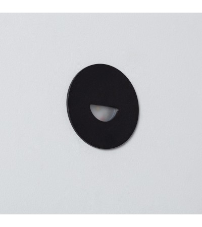 Balise Murale Extérieure LED 2W Encastrable Aluminium Ronde Noir Guell - 87218 - vue 5