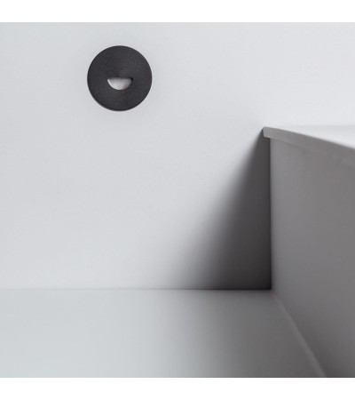 Balise Murale Extérieure LED 2W Encastrable Aluminium Ronde Noir Guell - 87218 - vue 6