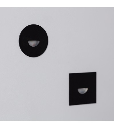 Balise Murale Extérieure LED 2W Encastrable Aluminium Ronde Noir Guell - 87218 - vue 8