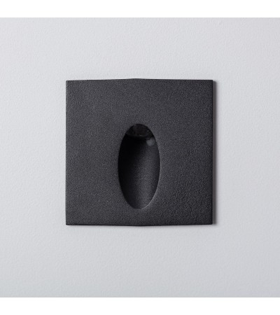 Balise LED Extérieure 3W Encastrable au Mur Carée Bombée Wabi Noire - 87756 - vue 7
