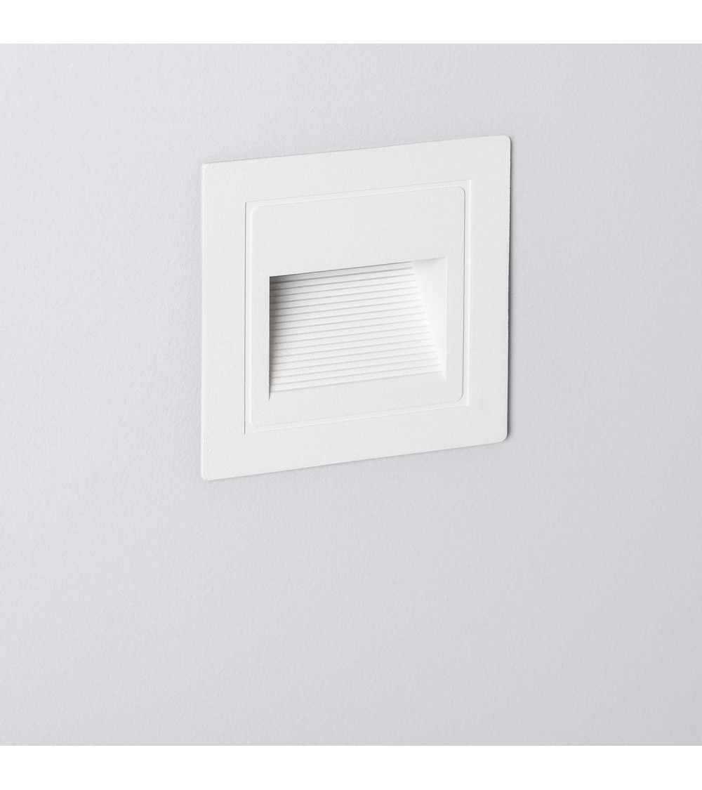 Balise LED Extérieure 3W Encastrable au Mur Carrée Olite Blanche - 87716 - vue 1