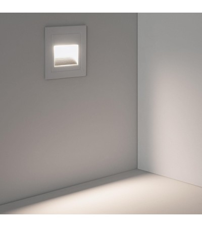 Balise LED Extérieure 3W Encastrable au Mur Carrée Olite Blanche - 87716 - vue 4