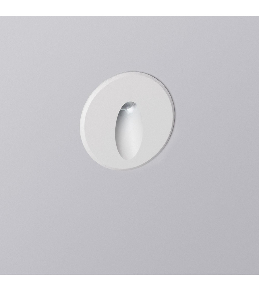 Balise LED Extérieure 3W Encastrable au Mur Ronde Bombée Olite Blanche - 87744 - vue 1