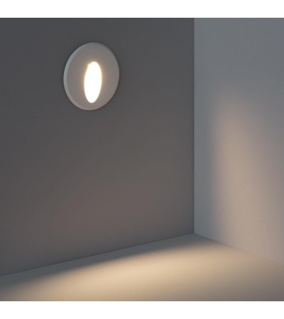 Balise LED Extérieure 3W Encastrable au Mur Ronde Bombée Olite Blanche - 87744 - vue 2