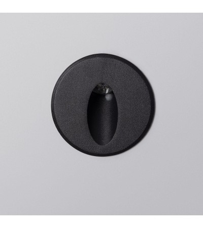 Balise LED Extérieure 3W Encastrable au Mur Ronde Bombée Wabi Noire