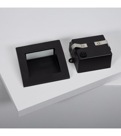 Balise Extérieure LED 4W Encastrable Aluminium Murale Carrée Noire Leif - 87971 - vue 5