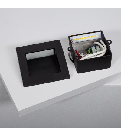 Balise Extérieure LED 4W Encastrable Aluminium Murale Carrée Noire Leif - 87971 - vue 6