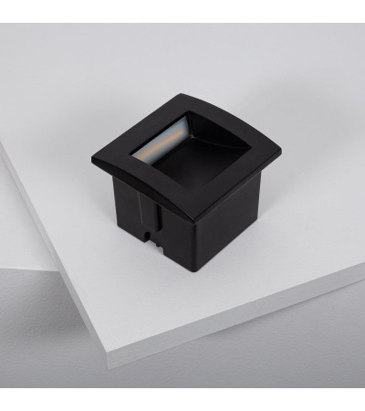 Balise Extérieure LED 4W Encastrable Aluminium Murale Carrée Noire Leif - 87971 - vue 7
