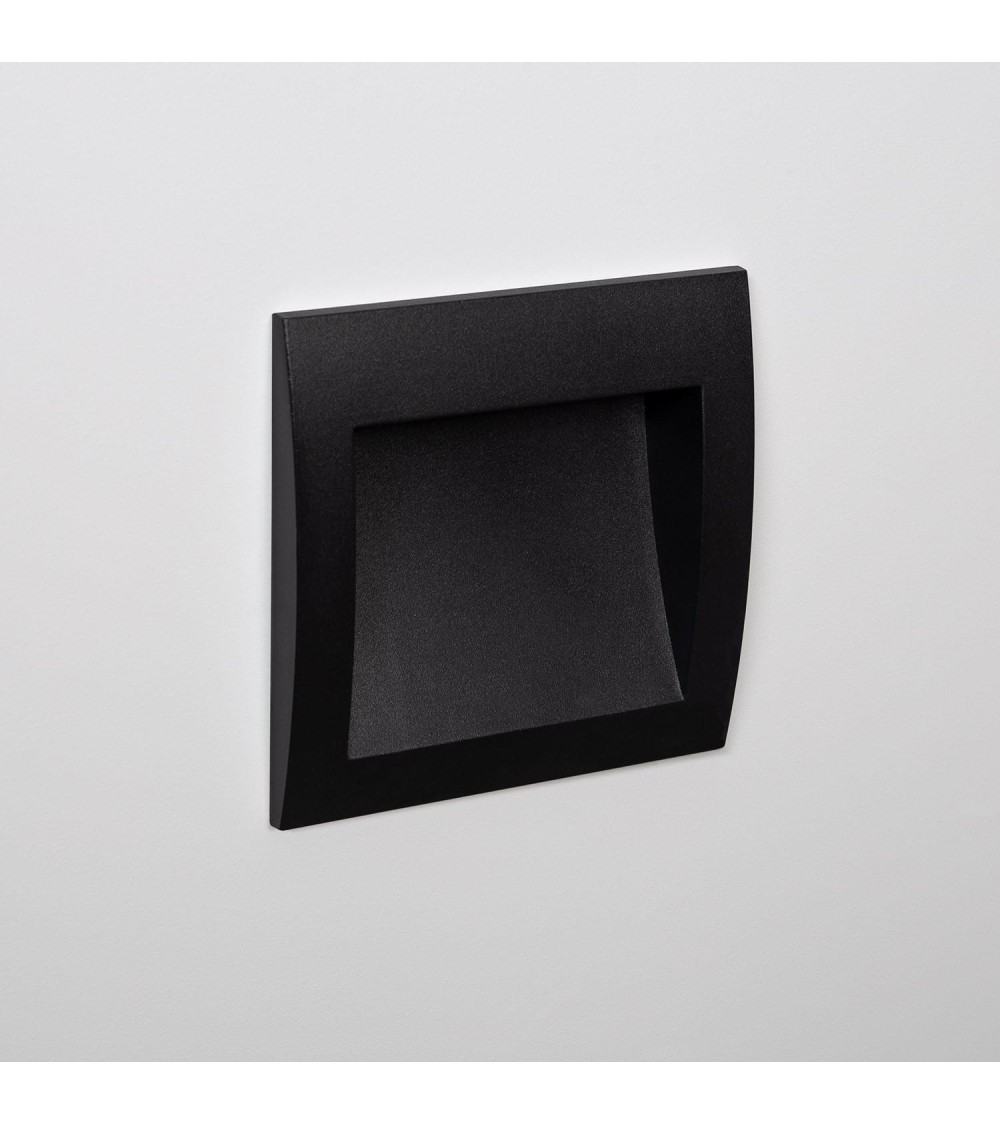 Balise LED Extérieure 4W Encastrable Carrée en Aluminium Natt Noire - 87945 - vue 1