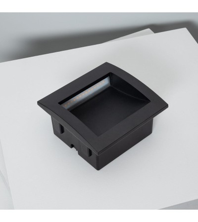 Balise LED Extérieure 4W Encastrable Carrée en Aluminium Natt Noire - 87945 - vue 7
