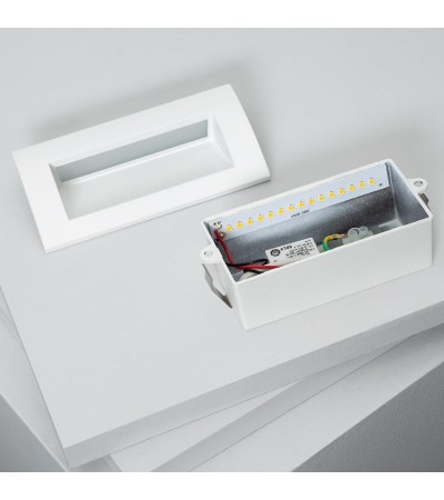 Balise LED Extérieure 4W Encastrable au Mur Rectangulaire Elin Blanche - 87985 - vue 8