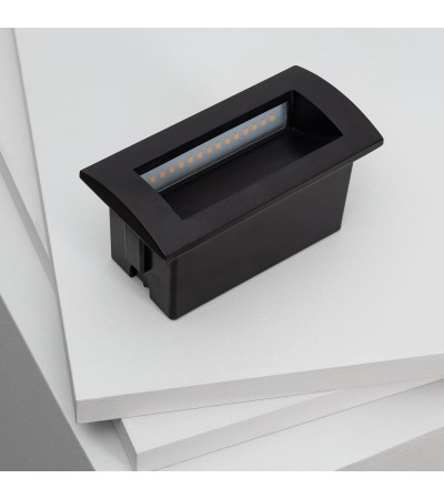 Balise LED Extérieure 4W Encastrable au Mur Rectangulaire Elin Noire - 88013 - vue 6