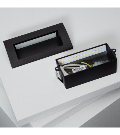 Balise LED Extérieure 4W Encastrable au Mur Rectangulaire Elin Noire - 88013 - vue 8