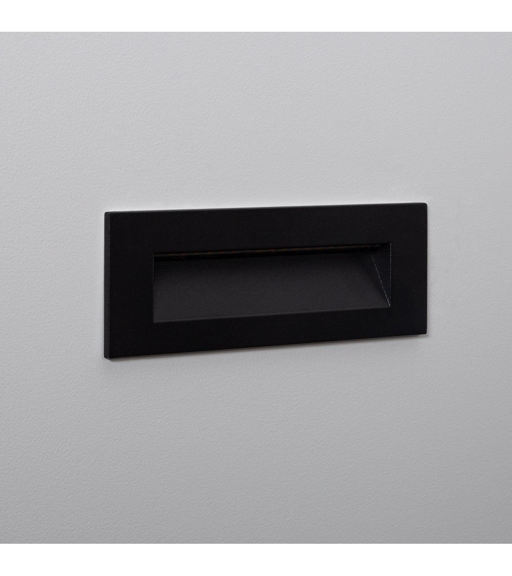 Balise Murale Extérieure LED 7W Encastrable Rectangulaire Aluminium Noir Groult - 87908 - vue 1