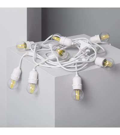 Kit Guirlande Waterproof 5.5m Blanche + 8 Ampoules LED E27 Filament 4W - 6296 - vue 9