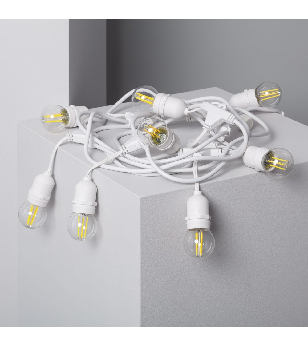 Kit Guirlande Waterproof 5.5m Blanche + 8 Ampoules LED E27 Filament 4W - 6296 - vue 9
