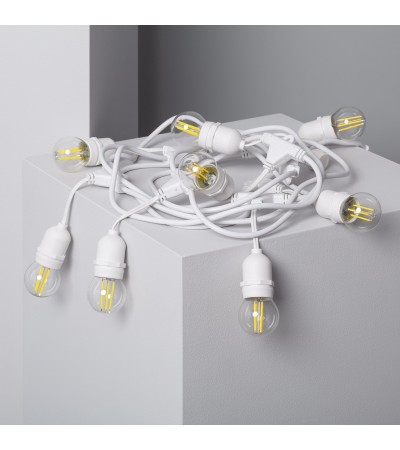 Kit Guirlande Waterproof 5.5m Blanche + 8 Ampoules LED E27 Filament 4W - 6296 - vue 10