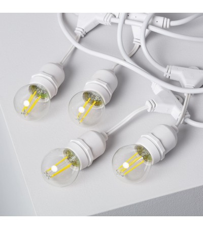 Kit Guirlande Waterproof 5.5m Blanche + 8 Ampoules LED E27 Filament 4W - 6296 - vue 11