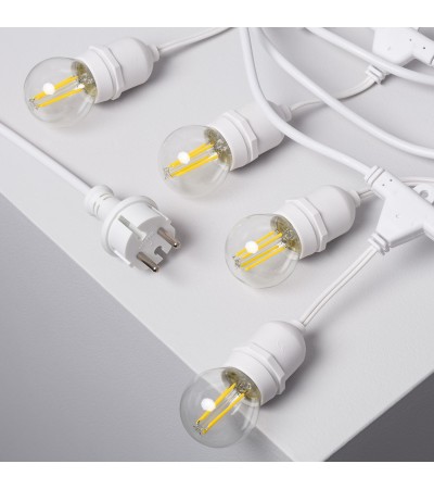 Kit Guirlande Waterproof 5.5m Blanche + 8 Ampoules LED E27 Filament 4W - 6296 - vue 12