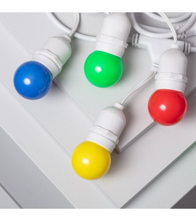 Kit Guirlande Waterproof 5.5m Blanche + 8 Ampoules LED E27 G45 3W de Couleurs - 84192 - vue 6
