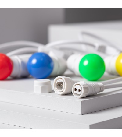 Kit Guirlande Waterproof 5.5m Blanche + 8 Ampoules LED E27 G45 3W de Couleurs - 84192 - vue 7