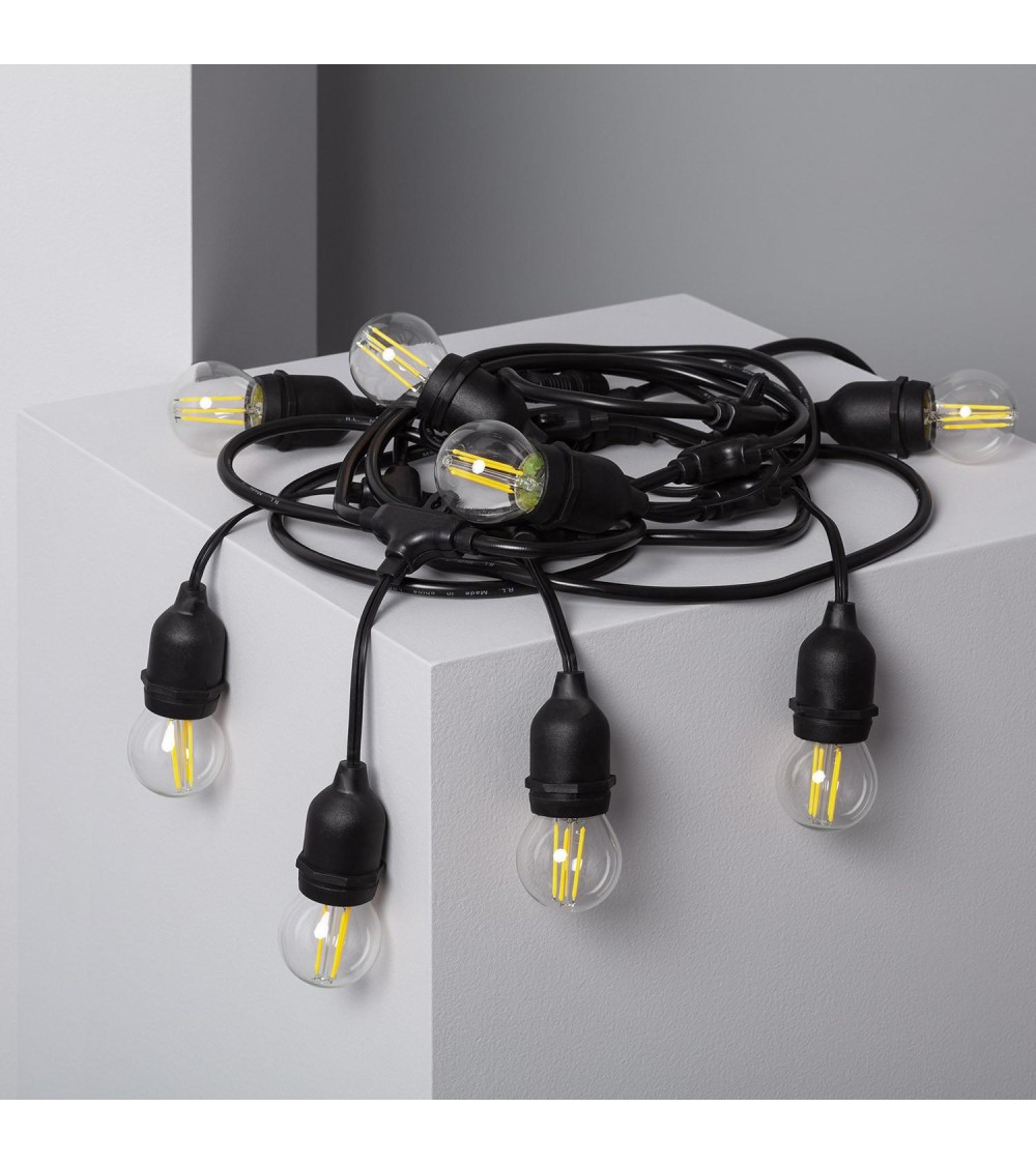 Kit Guirlande Waterproof 5.5m Noire + 8 Ampoules LED E27 Filament 4W - 6295 - vue 9