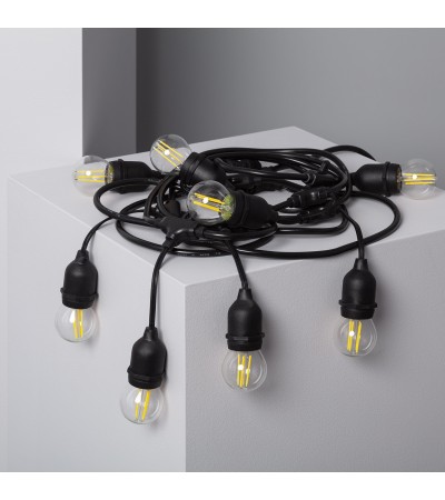 Kit Guirlande Waterproof 5.5m Noire + 8 Ampoules LED E27 Filament 4W - 6295 - vue 10