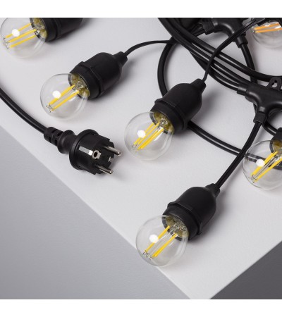Kit Guirlande Waterproof 5.5m Noire + 8 Ampoules LED E27 Filament 4W - 6295 - vue 11