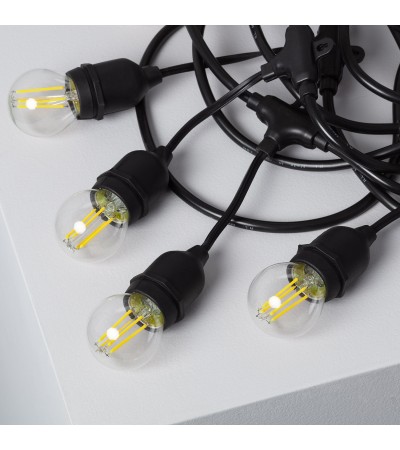Kit Guirlande Waterproof 5.5m Noire + 8 Ampoules LED E27 Filament 4W - 6295 - vue 12