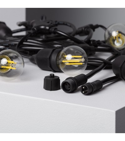 Kit Guirlande Waterproof 5.5m Noire + 8 Ampoules LED E27 Filament 4W - 6295 - vue 13