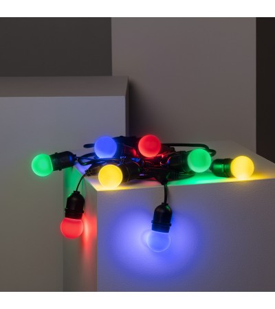 Kit Guirlande Waterproof 5.5m Noire + 8 Ampoules LED E27 G45 3W de Couleurs - 84223 - vue 6