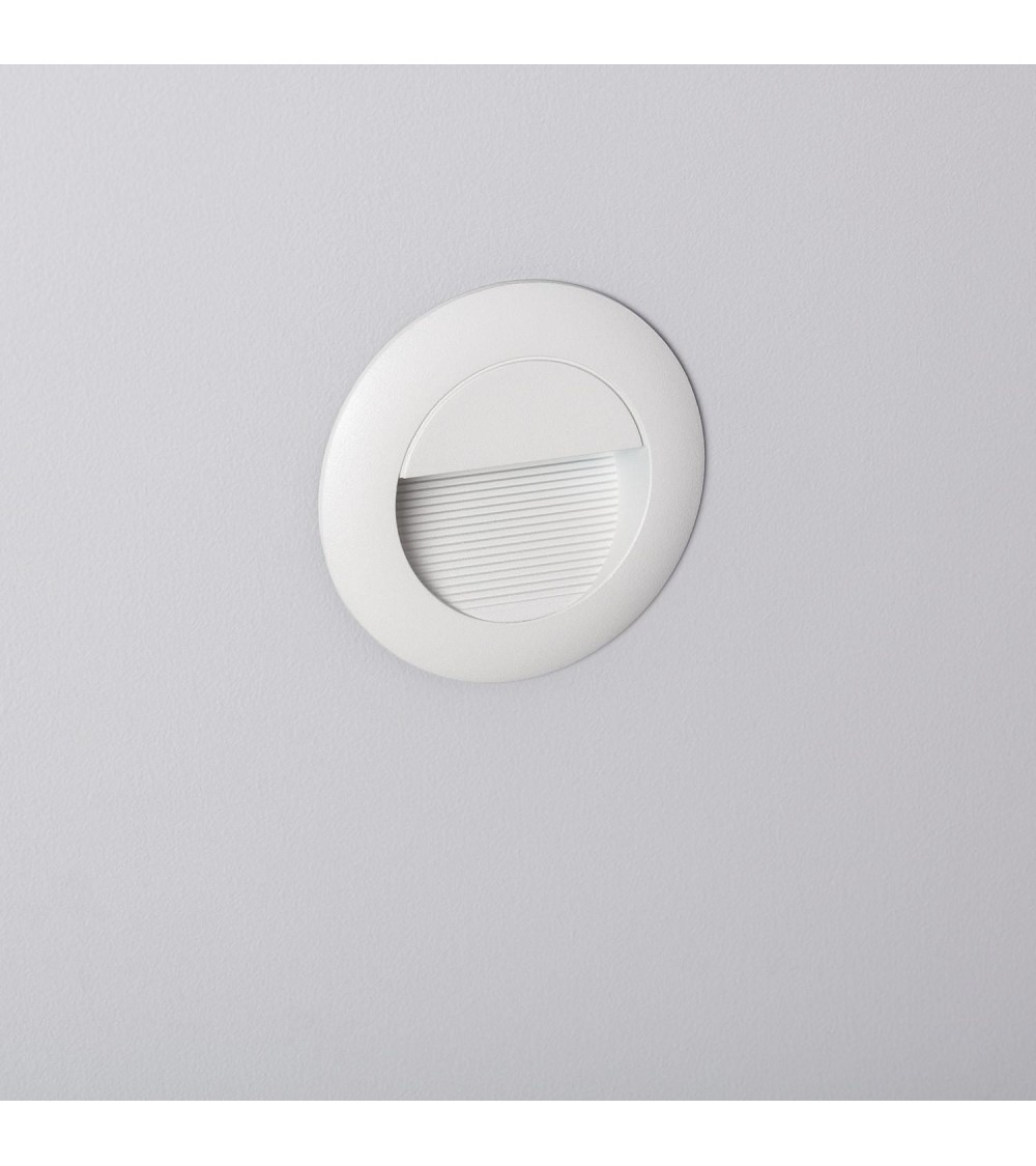Balise Murale LED Extérieur 3W Aluminium Ronde Wabi Blanche - 87726 - vue 1