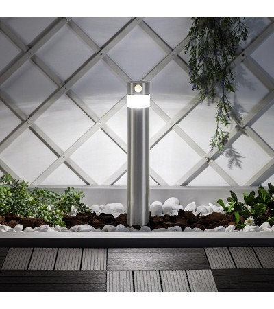Balise Solaire Extérieure LED 1,5 W Saillie sur Pied 50 cm Acier Inoxydable avec Détecteur de Mouvement Inti