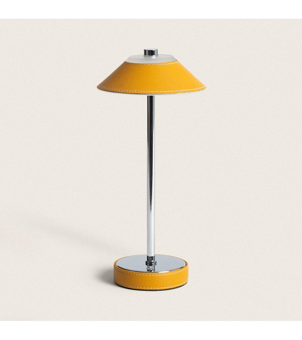 Lampe à Poser LED 3W Portable Cuir et Métal avec Batterie USB Rechargeable Limer - 114074 - vue 2