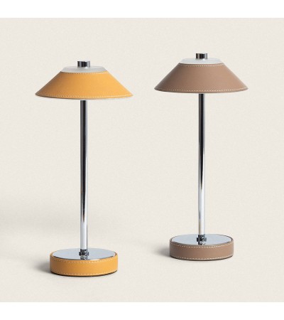 Lampe à Poser LED 3W Portable Cuir et Métal avec Batterie USB Rechargeable Limer - 114074 - vue 7