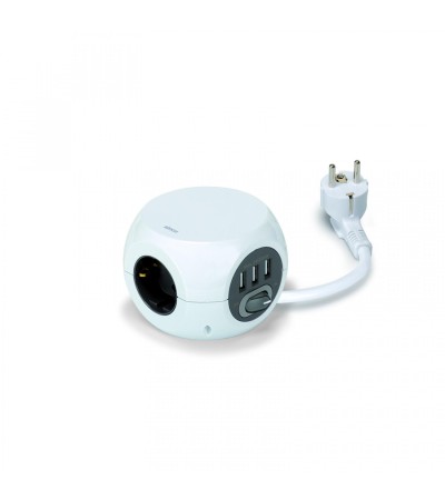 Bloc Multiprise Combiball 3 Prises Type F Schuko + 3 USB-A 1.4m SIMON BM516301