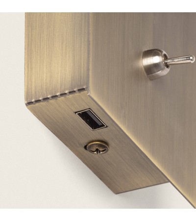 Lampe murale LED carrée en métal Gazny 2,5 W avec port USB - 111150 - vue 6